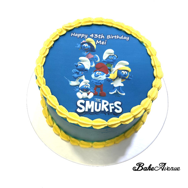 Smurfs icing image Ombre Cake (Smooth Finish)
