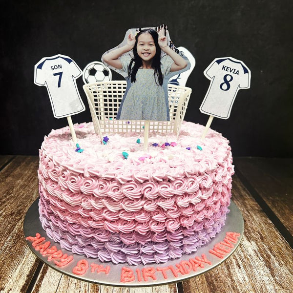 Sports Soccer Ombre Cake with customised paper toppers