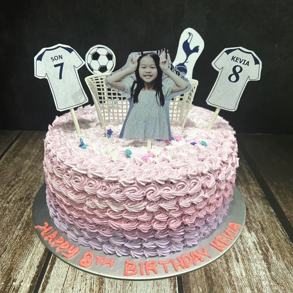 Sports Soccer Ombre Cake with customised paper toppers