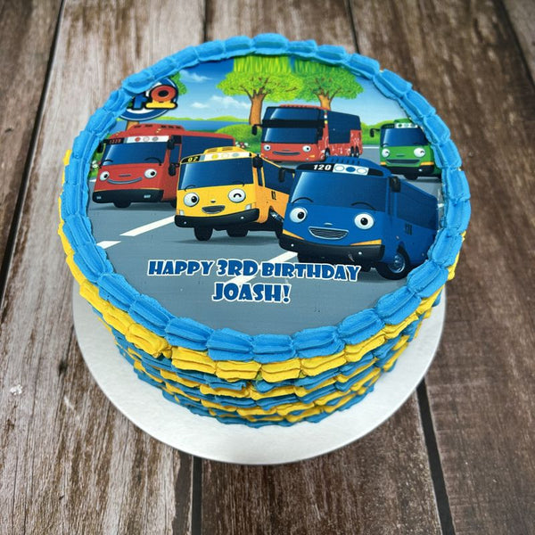 Tayo Bus icing image Ombre Cake