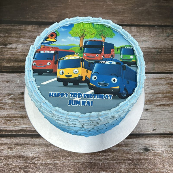 Tayo Bus icing image Ombre Cake