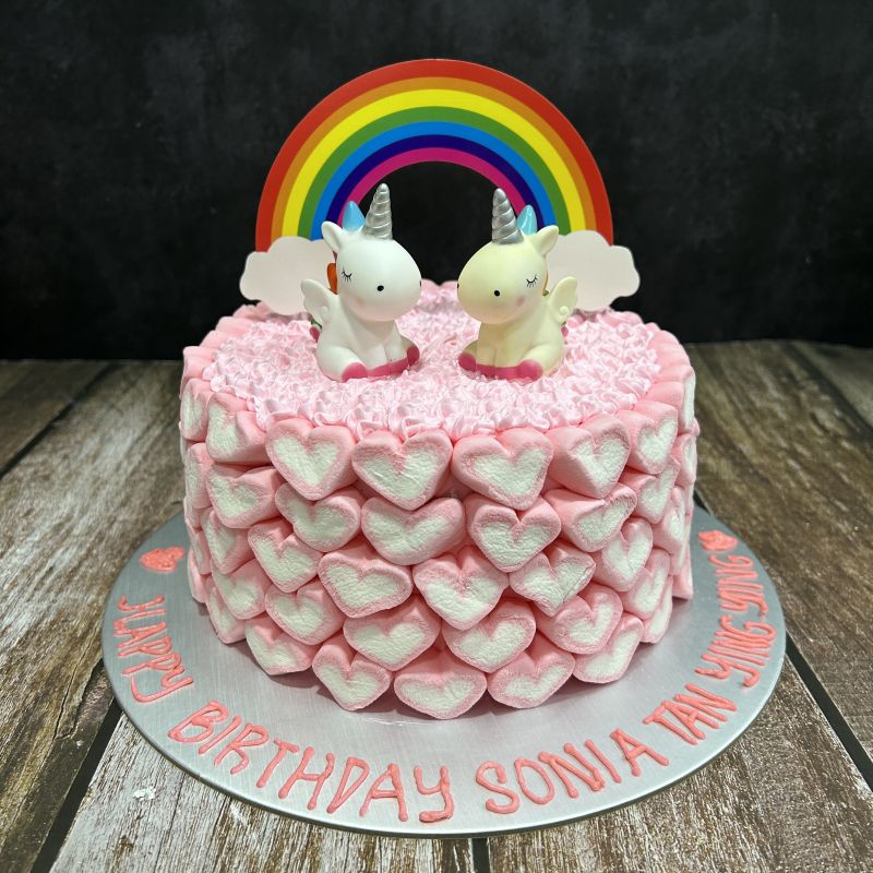 Unicorn Topper Ombre Marshmallow Cake