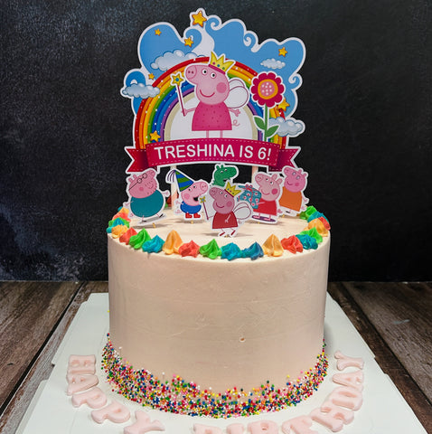 Peppa Pig Toppers Ombre Cake with sprinkles (Smooth Finish)