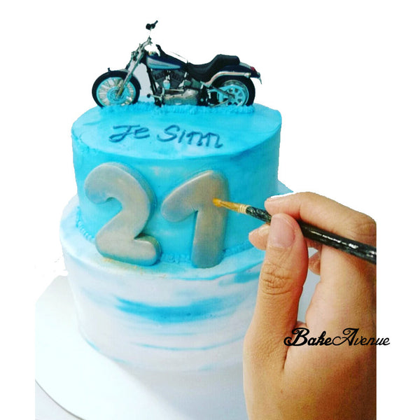 2 Tiers Blue Ombre Scooter Cake - 21st Birthday 