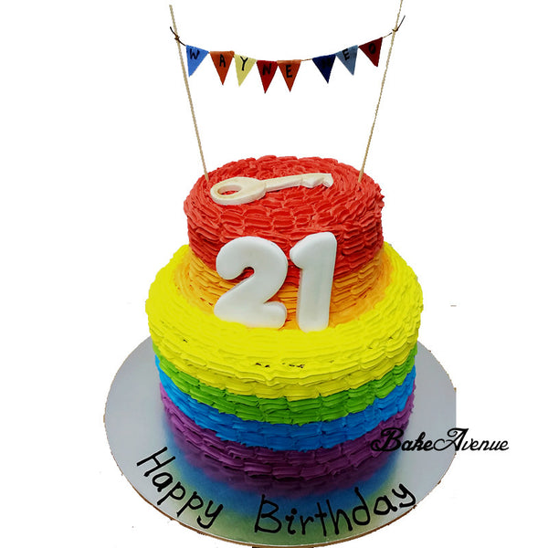 2 Tiers Rainbow Cake - 21st Birthday 