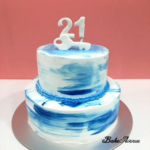 2-Tiers Cake (Blue White)