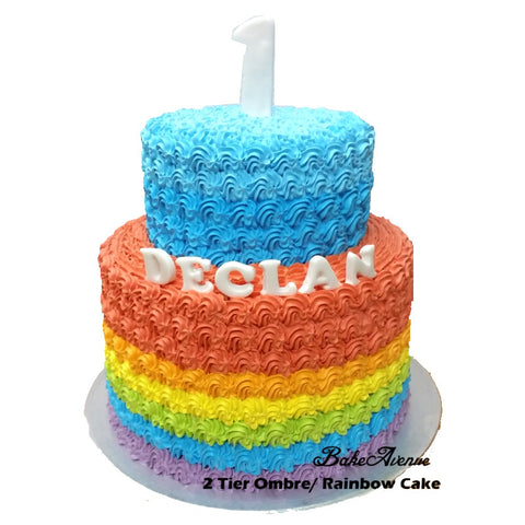 2 Tiers Ombre Rainbow Cake