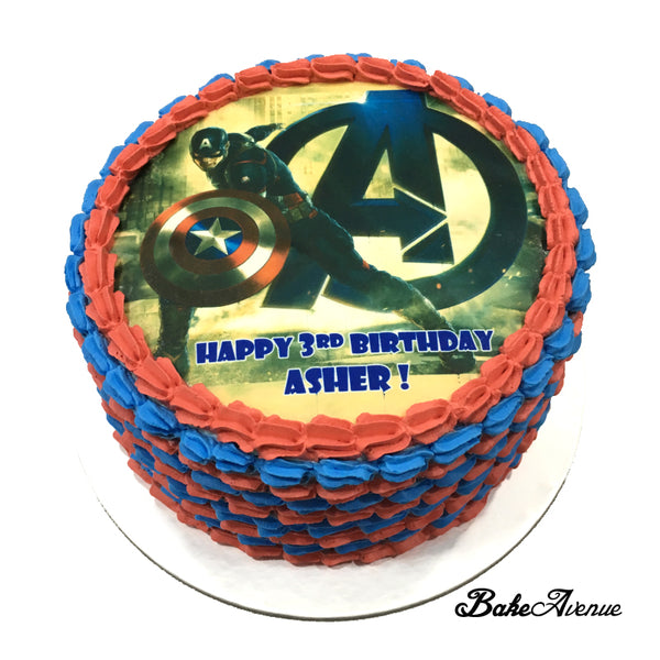 Avengers - Captain America icing image Ombre Cake