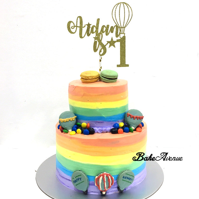 2 Tiers Cake - 1st Birthday , Hot Air Balloon Theme