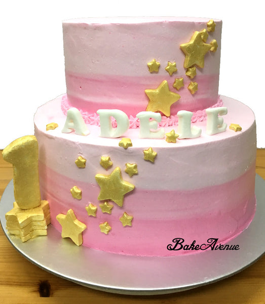 2 Tiers Cake - 1st Birthday , Stars Theme