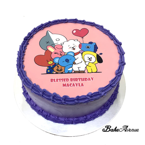 Kpop BT21 icing image Ombre Cake (Smooth Finish)