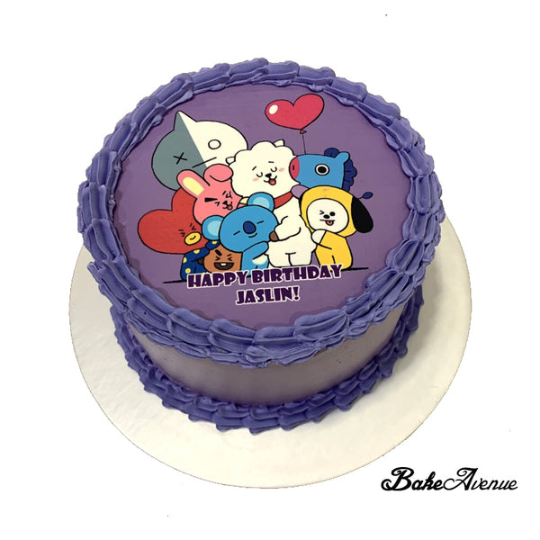 Kpop BT21 icing image Ombre Cake (Smooth Finish)