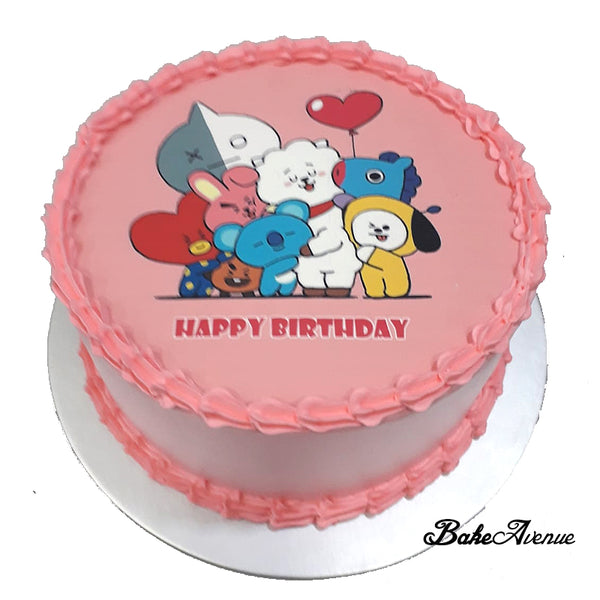 Kpop BT21 icing image Ombre Cake (Smooth Finish)