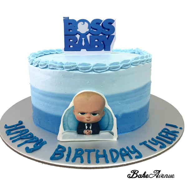 Baby Boss Ombre Cake with logo paper topper