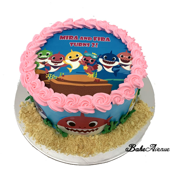 Baby Shark icing image Cake with Decorated side