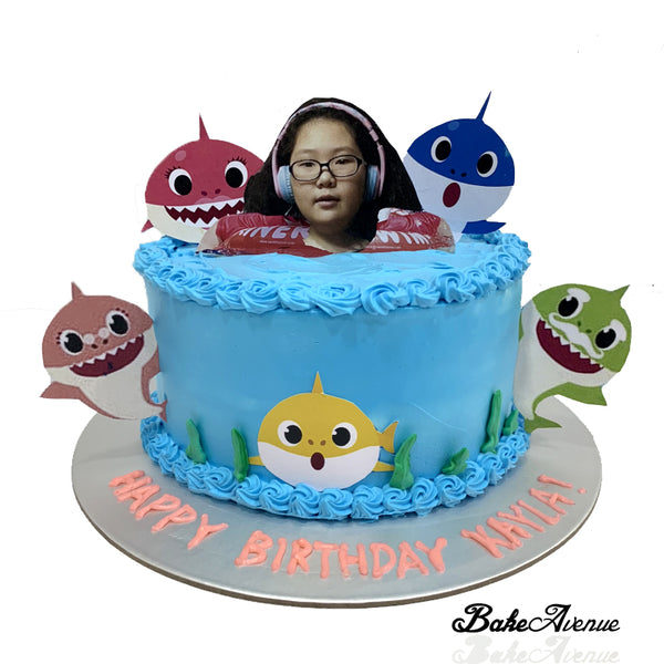 Baby Shark Ombre Cake with Paper Toppers