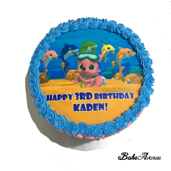 Baby Shark icing image Ombre Cake