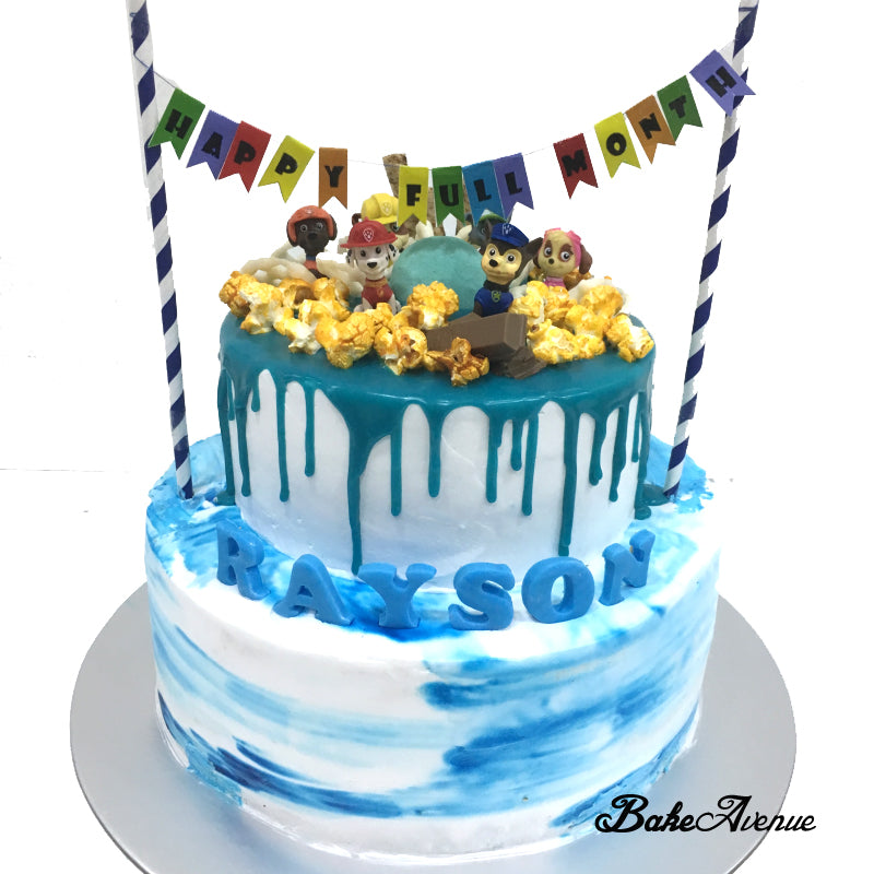 Paw Patrol Toppers 2 tiers cake (Top Tier Drip Cake)