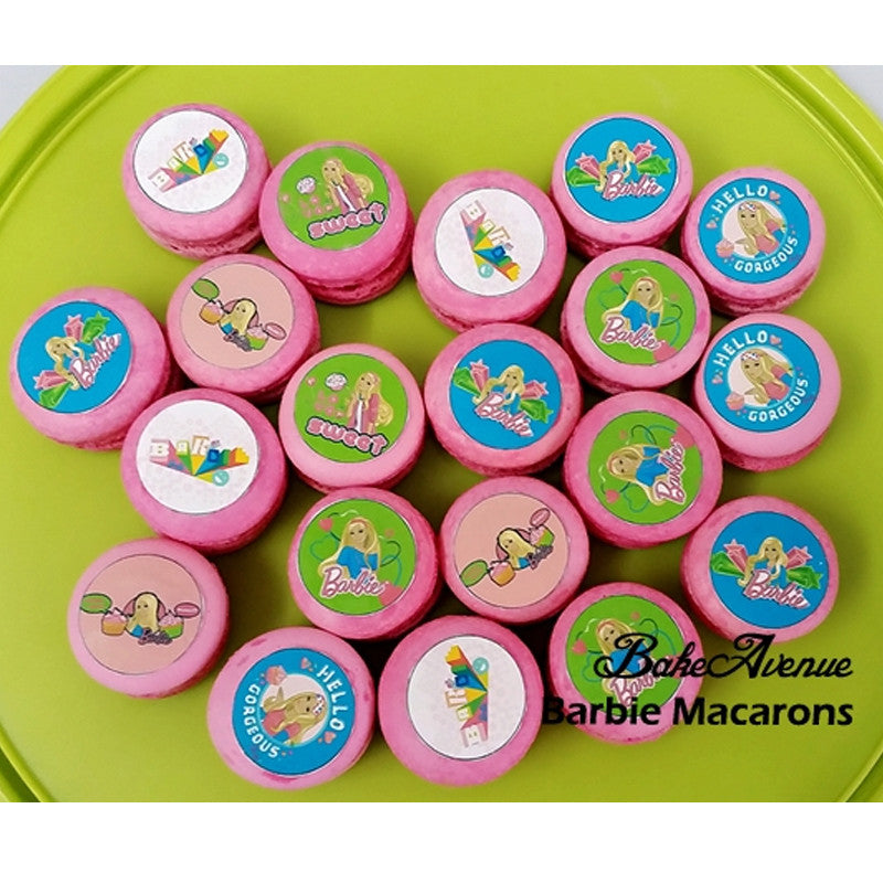 Barbie (Round macarons with icing images) Macarons
