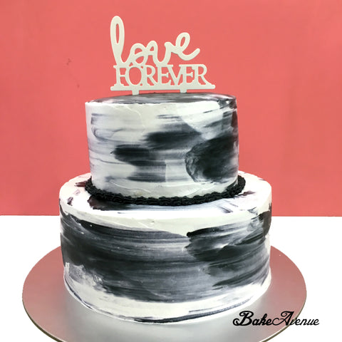 Wedding 2-Tiers Cake (Black White)