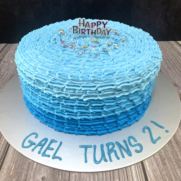 Ombre Cake (with sprinkles + Happy Birthday topper)