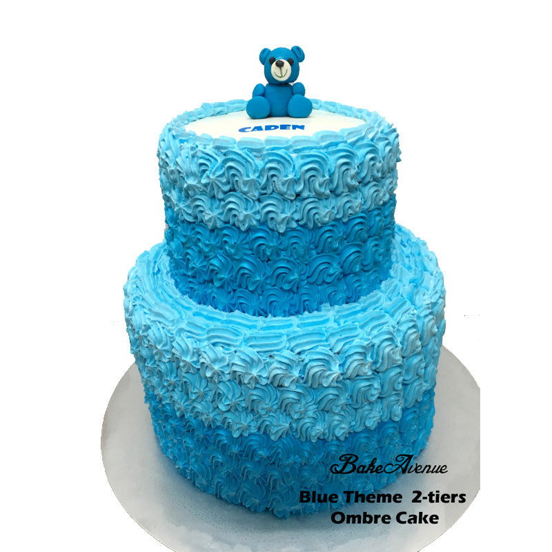 2 Tiers Blue Ombre Cake