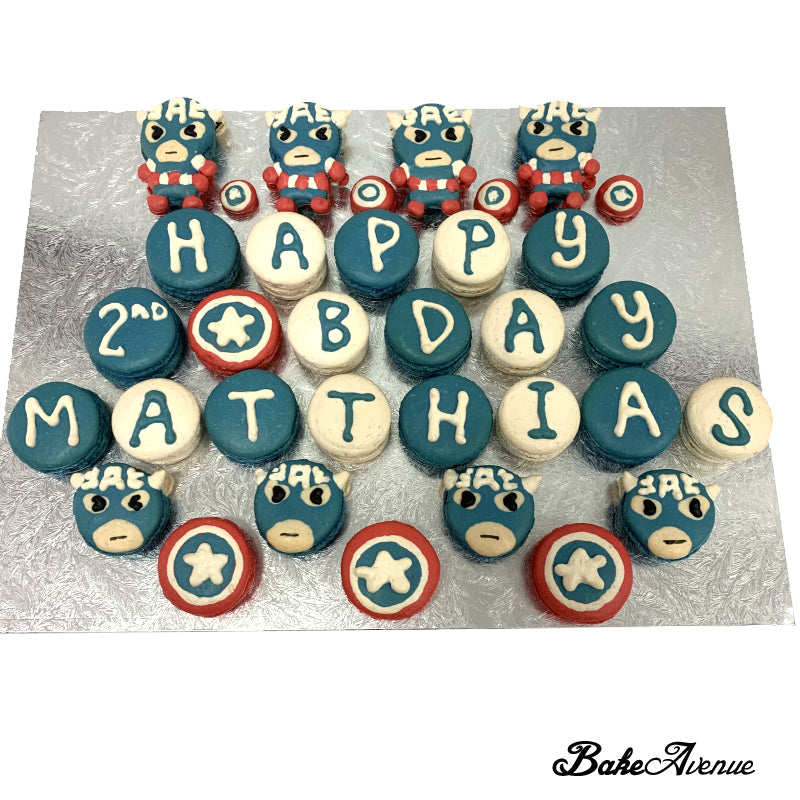 Avengers + Alphabet Macarons (Captain America + Alphabet)