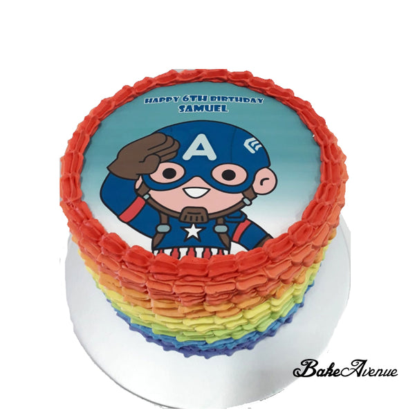 Captain America icing image Rainbow Cake
