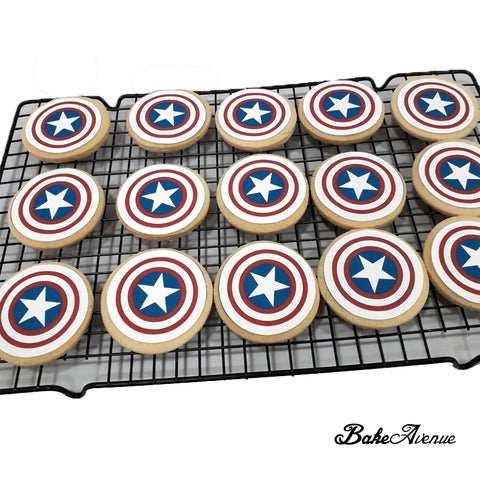 Captain America Shield icing image Cookies