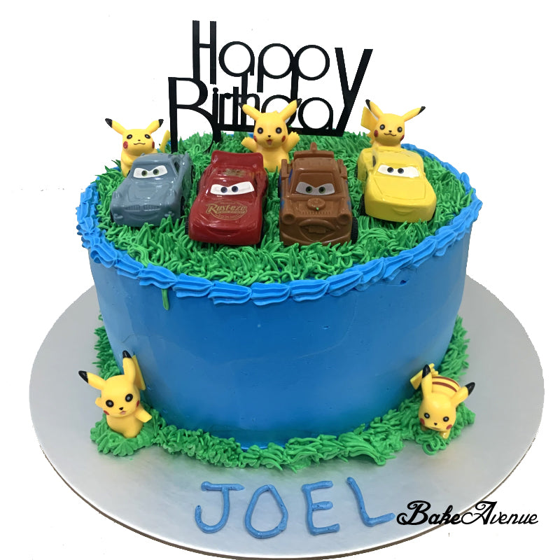 Cars (Movie) Topper & Pikachu Ombre Cake (Smooth Finish)