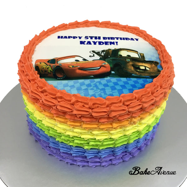 Cars icing image Rainbow Cake