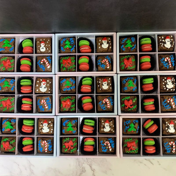 Christmas Theme Brownies & Macarons - $33/Box