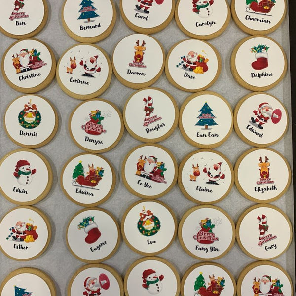 Christmas Cookies - Christmas Round Icing Image Cookies (no skirting) | Personalised Names - $3.30