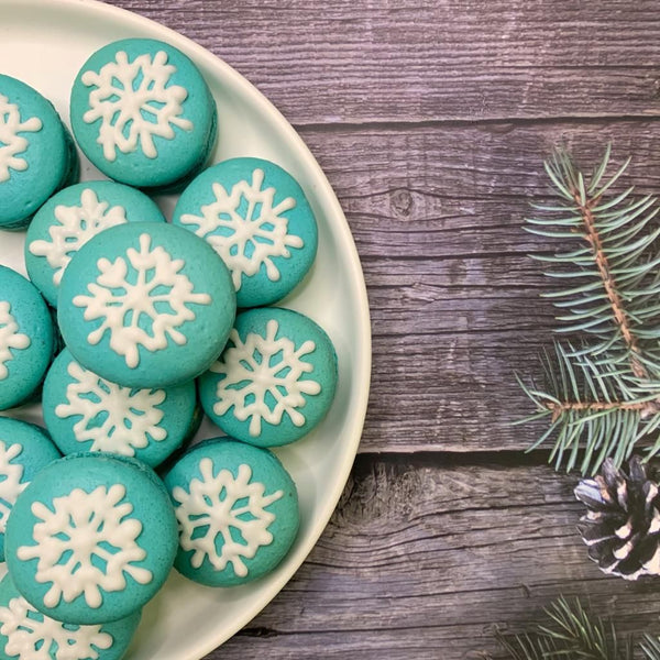 Christmas Macarons - Snowflake Design (Blue) - $2.80