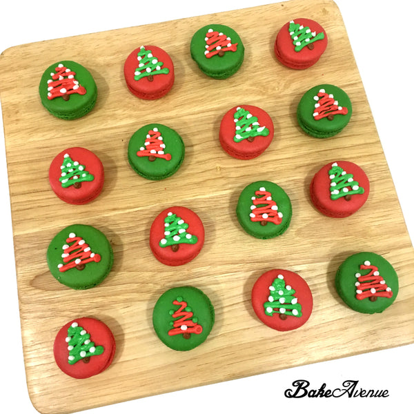 Christmas Macarons (Round) - Christmas Tree Design - $2.80