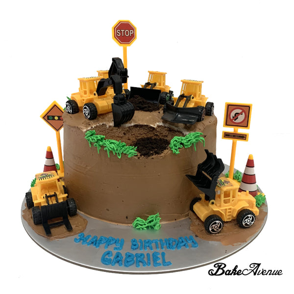 Construction Theme Topper Chocolate Cake