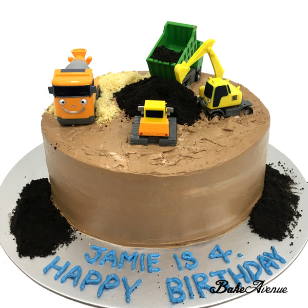 Tayo Bus Construction Topper Chocolate Cake