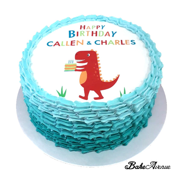 Dinosaur icing image Ombre Cake