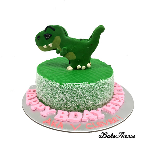 Dinosaur Macaron Topper Ombre Cake