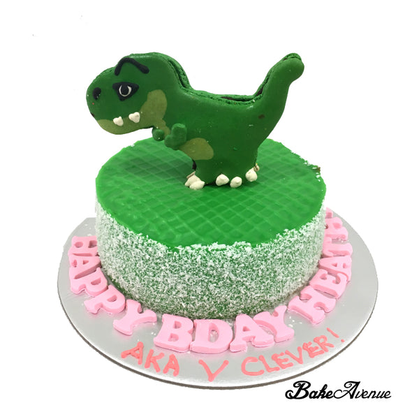 Dinosaur Macaron Topper Ombre Cake