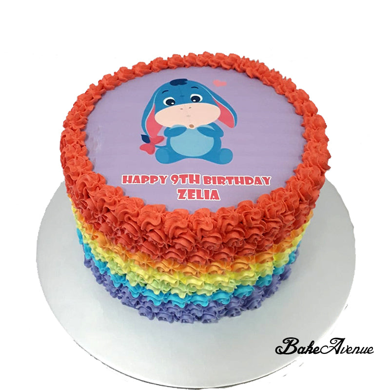 Eeyore icing image Rainbow Cake