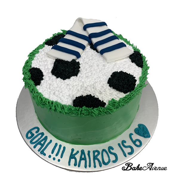 Sports Soccer Ombre Cake with fondant scarf (Everton)