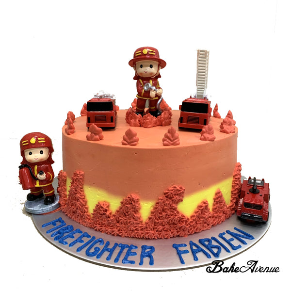 Fireman/ Fire Engine toppers Ombre Cake