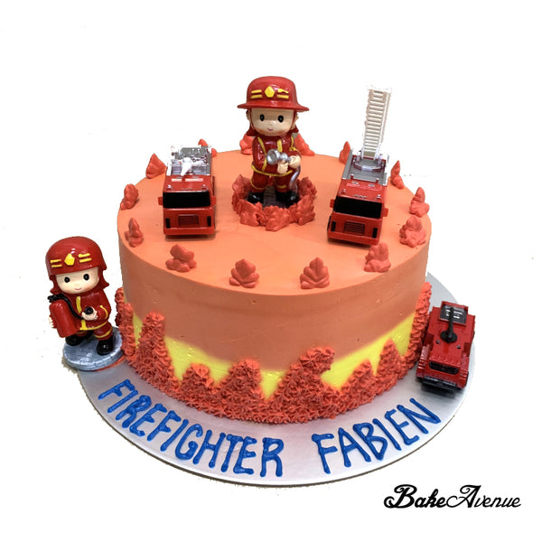 Fireman/ Fire Engine toppers Ombre Cake