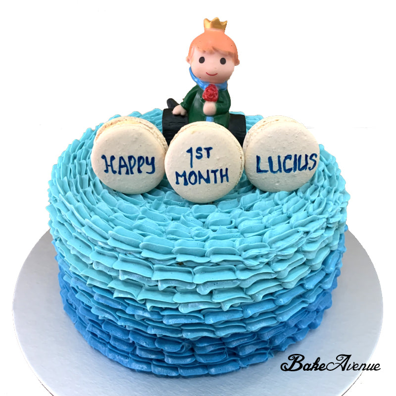 Baby Shower Ombre Cake (with Little Prince topper & Macarons)