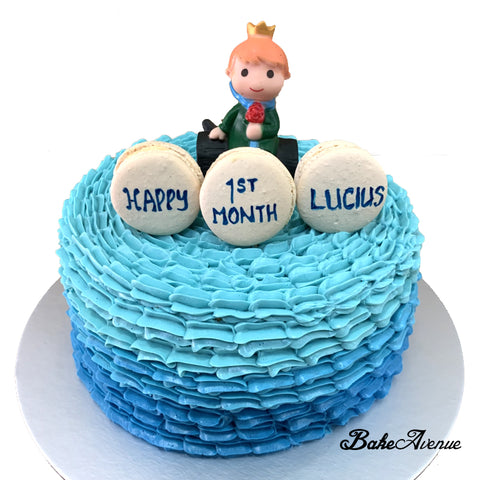 Baby Shower Ombre Cake (with Little Prince topper & Macarons)