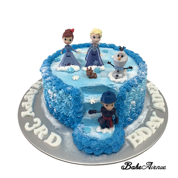 Frozen Ombre Cake (with stairs) with toppers