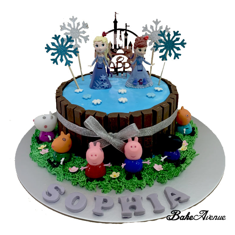Frozen & Peppa Kit Kat M&M Chocolate Cake