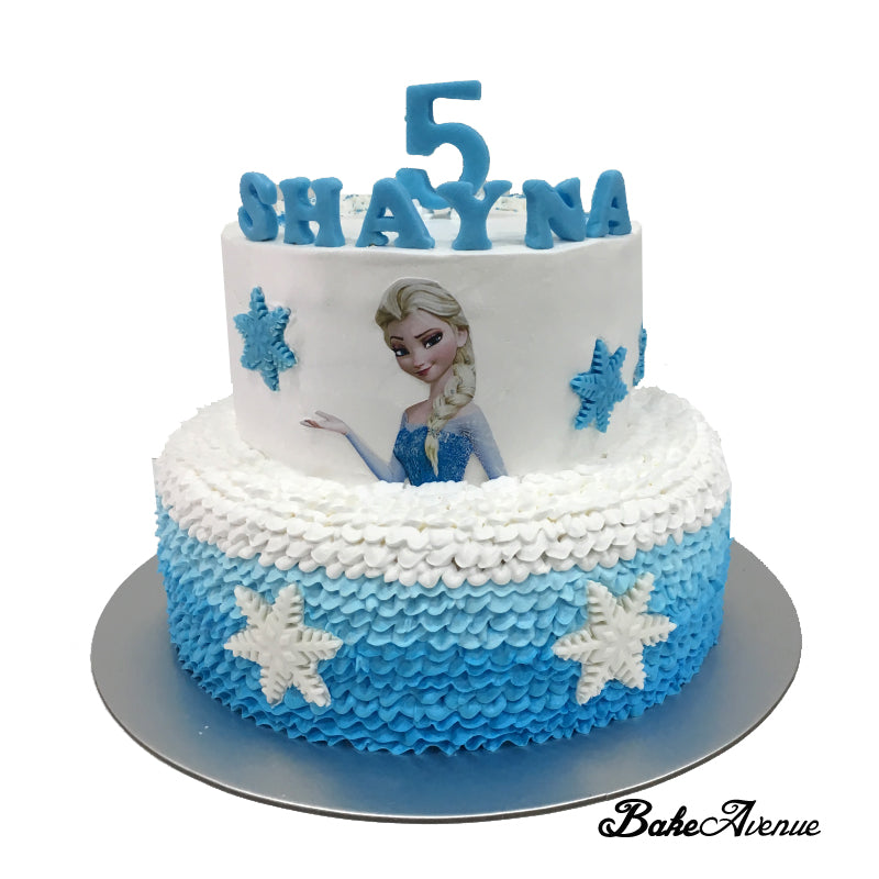 Frozen Theme 2 tiers cake with side decorated
