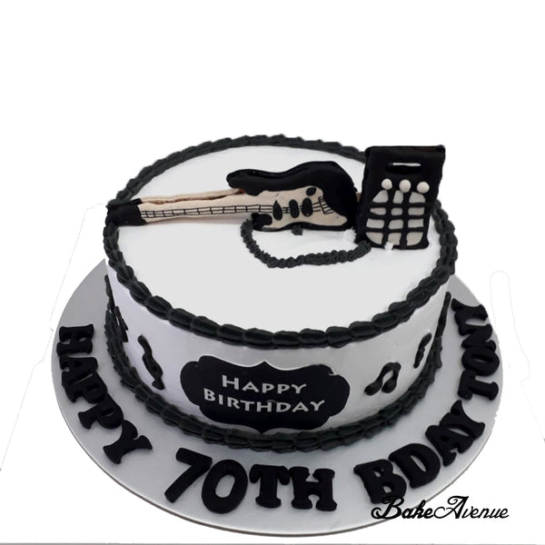 Music Theme (Guitar) Macaron Topper Cake